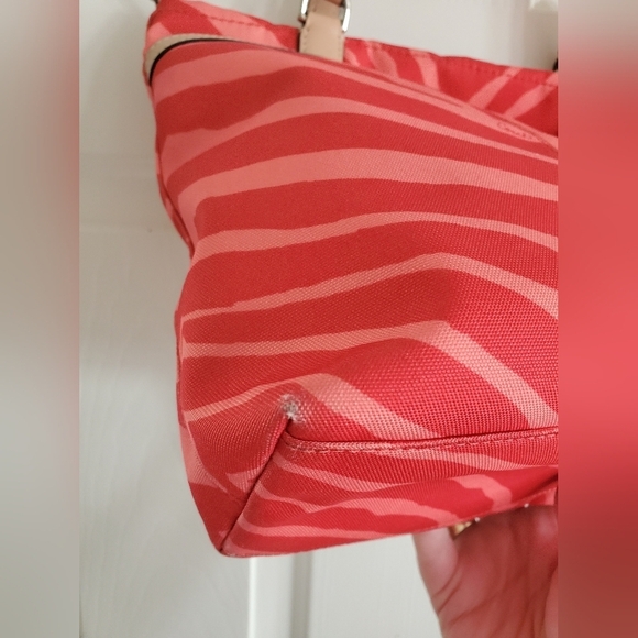 Coach Womens F23283 Orange Tan Canvas Zebra Print Leather Trim Tote Handbag - Picture 5 of 16